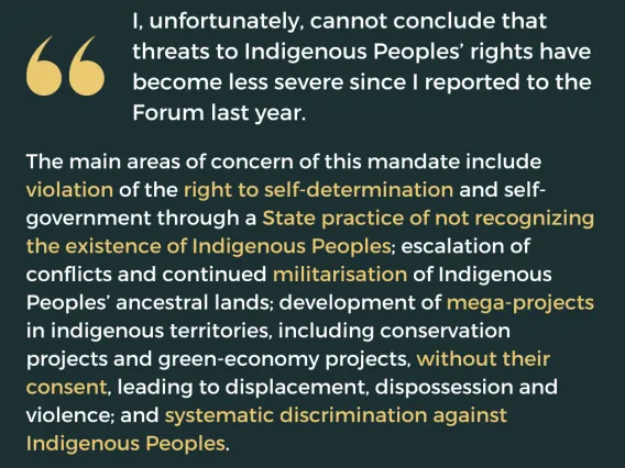 Statement of Mr. José Francisco Calí Tzay, Special Rapporteur on the Rights of Indigenous Peoples at the 22nd Session of the United Nations Permanent Forum on Indigenous Issues.