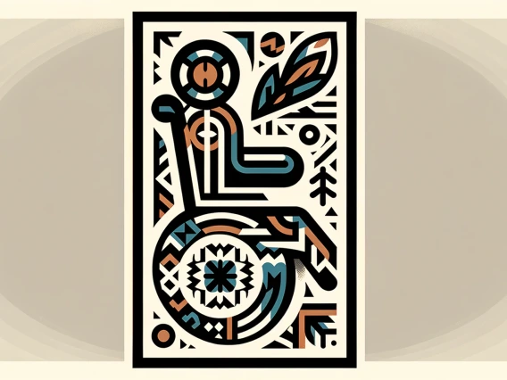 A graphic icon representing Indigenous Persons with Disabilities. The icon combines elements that symbolize indigenous cultures, such as traditional p.png